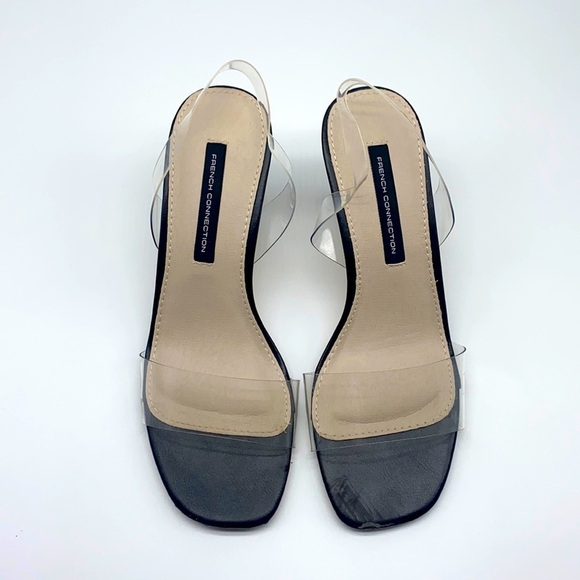 French Connection - Clear Straps Black Heels Size 6 - Picture 1 of 14